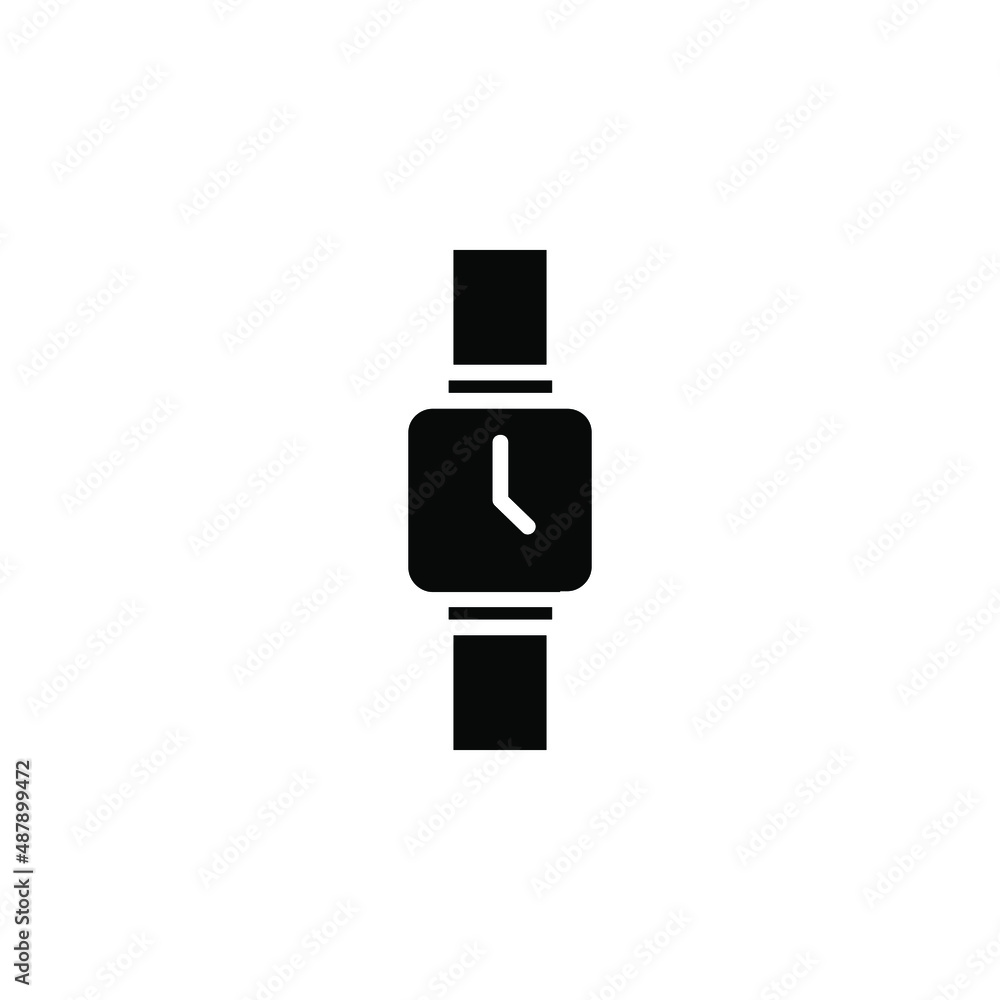 Watch, Wristwatch, Clock, Time Solid Icon Vector Illustration Logo Template. Suitable For Many Purposes. Watch, Wristwatch, Clock, Time Solid Icon Vector Illustration Logo Template. Suitable For Many Purposes.