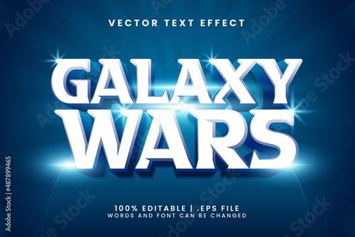 Galaxy wars 3d editable text effect with star and space text style