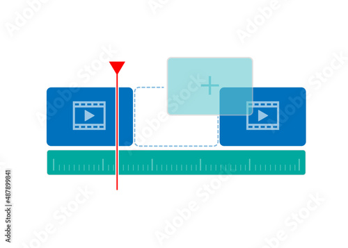 Timeline editing  video Insert. timeline display for editor and Post Production.  Sequence editing footage.