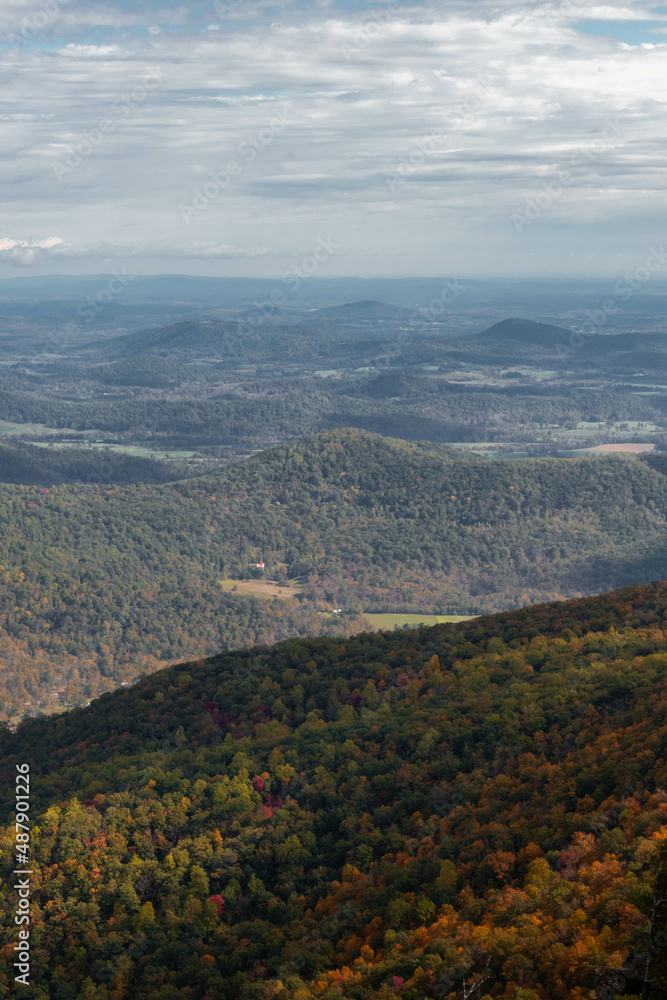 Aerial View of Old Rag Mountains in Fall with Foliage