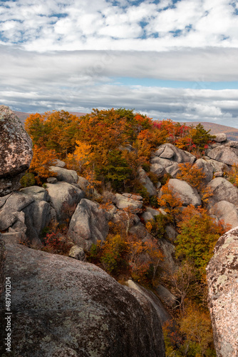 Aerial View of Old Rag Mountains in Fall with Foliage