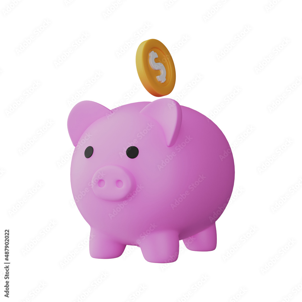 Piggybank icon 3D Rendering illustration isolate in white background Piggybank icon 3D Rendering illustration isolate in white background