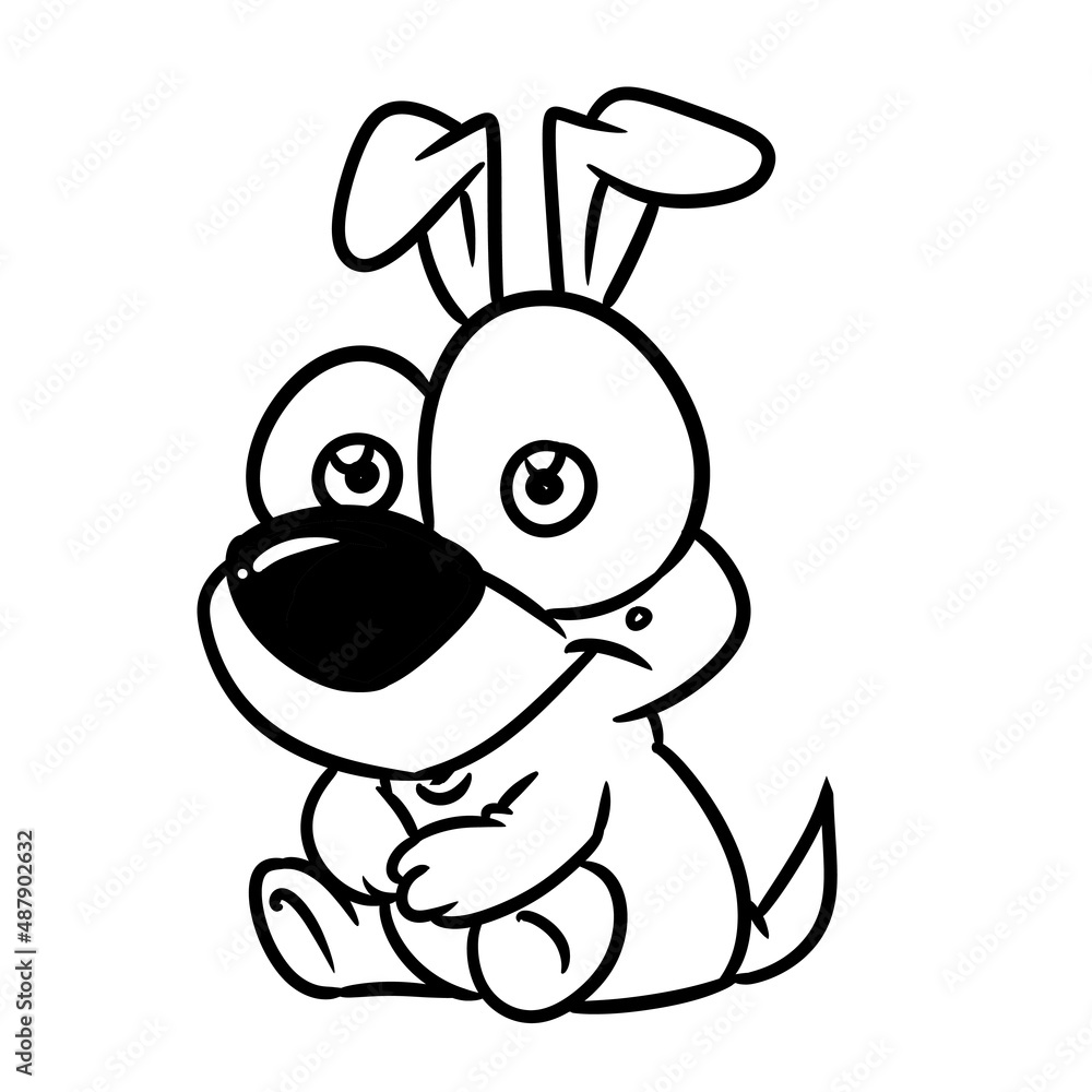 Fototapeta premium Little dog puppy character sitting illustration cartoon