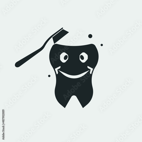 Brushing teeth vector icon solid grey