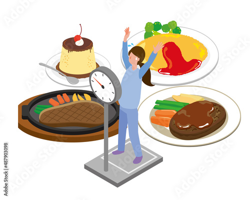 食事の誘惑に負けるダイエット中の女性