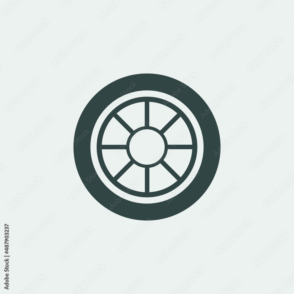 Car wheel vector icon illustration sign Car wheel vector icon illustration sign