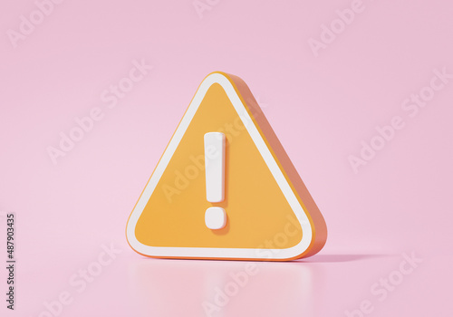 Photography Orange triangle warning symbol icon on pink background