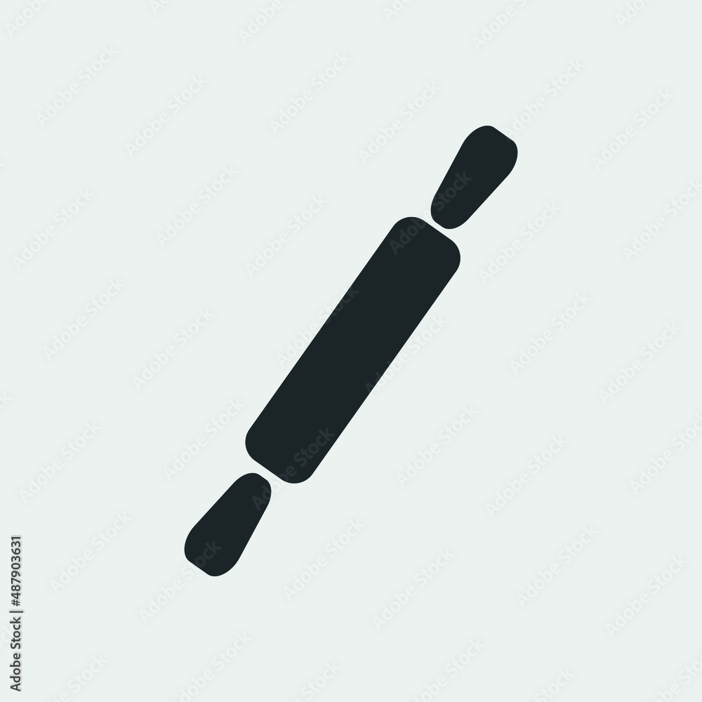 Rolling pin vector icon solid grey Rolling pin vector icon solid grey