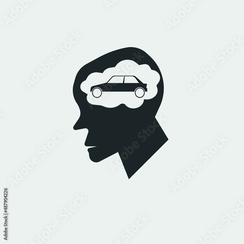 Car on mind vector icon solid grey