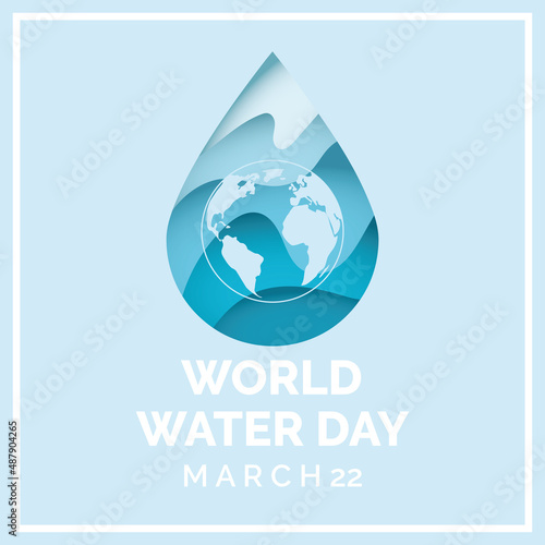 World water day image Drop of water Earth globe silhouette Vector