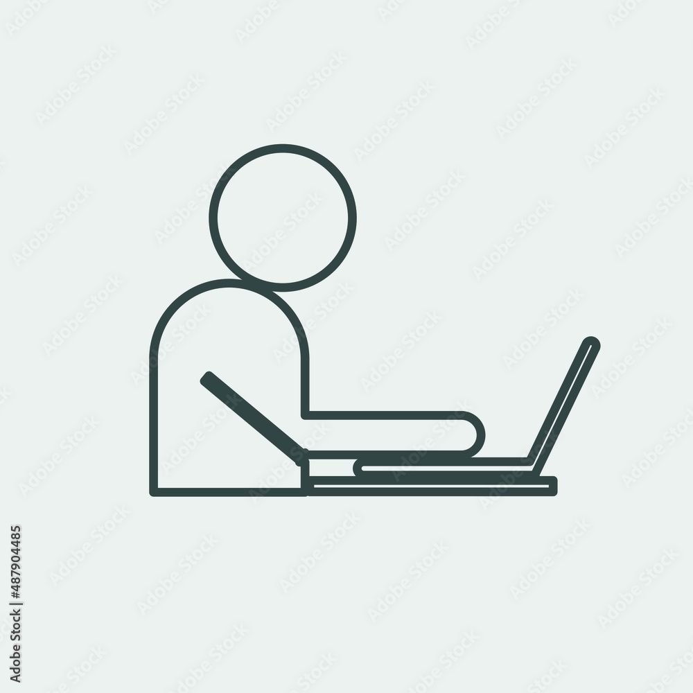 Using laptop vector icon illustration sign Using laptop vector icon illustration sign