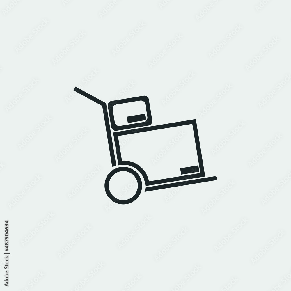 Handcart vector icon solid grey Handcart vector icon solid grey