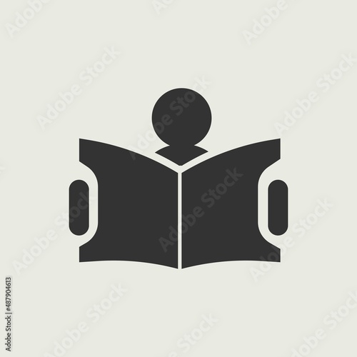 Reading a book vector icon illustration sign