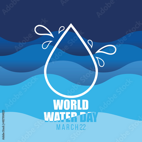 World water day poster drop of water outline Vector