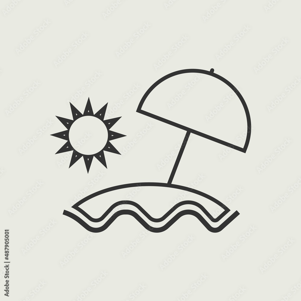 Sun umbrella beach vector icon illustration sign Sun umbrella beach vector icon illustration sign