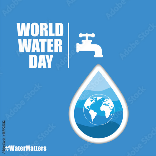 World water day poster water tap with drop of water Vector