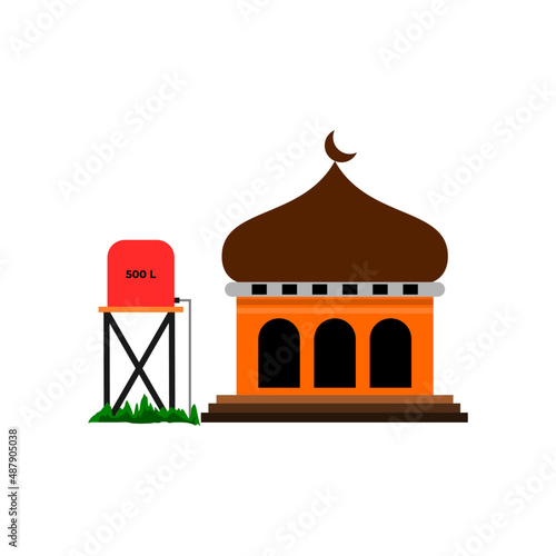 Vector image of mosque building with water reservoir