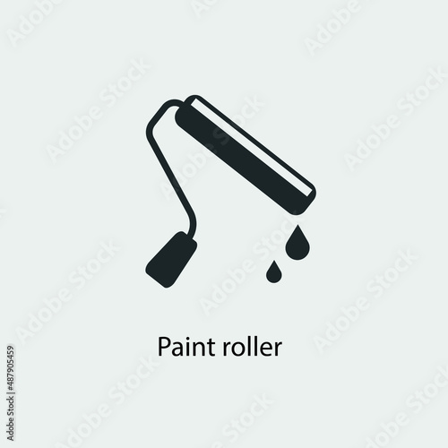 Paint roller vector icon solid grey
