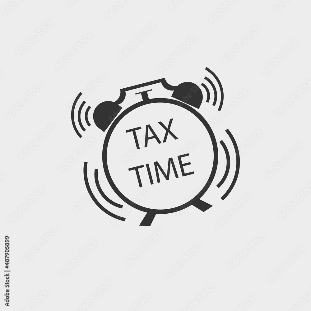 Tax alarm vector icon solid grey Tax alarm vector icon solid grey