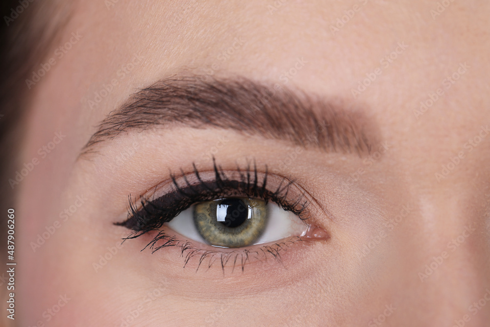 Young woman after permanent makeup procedure, closeup Young woman after permanent makeup procedure, closeup