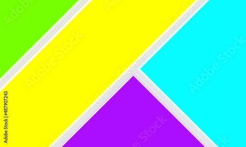 Minimal concept geometry background. Colorful paper. Creative flat layout with copy space. Abstract green, yellow, blue, purple paper texture minimalistic background.