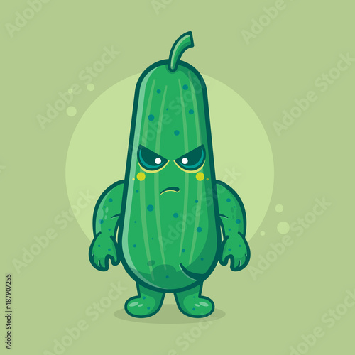 angry cucumber character mascot isolated cartoon in flat style design. great resource for icon,symbol, logo, sticker,banner.
