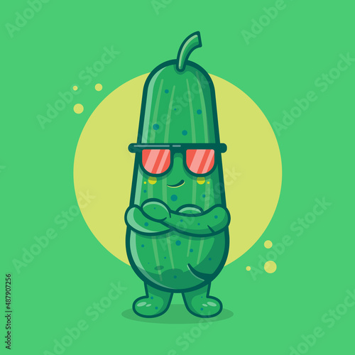 super cool cucumber character mascot isolated cartoon in flat style design. great resource for icon,symbol, logo, sticker,banner.