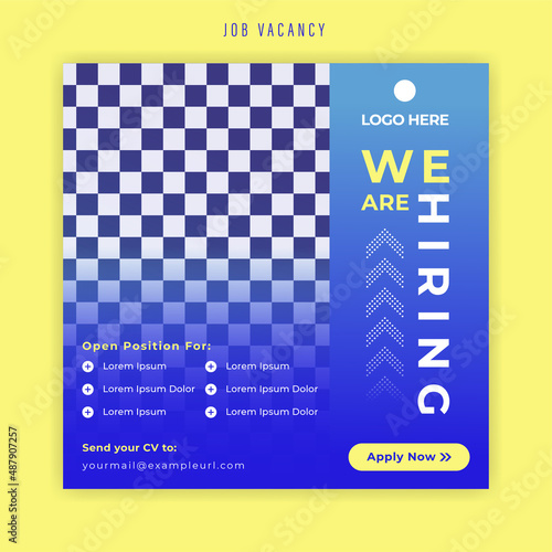 Social media post template for we are hiring job vacancy join us