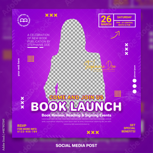 Book launch conference and announcement social media banner template