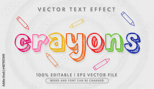 Colorful crayons editable text effect template