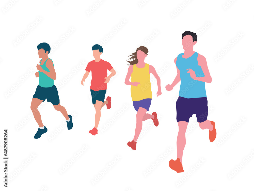 Runner Running Together on illustration graphic vector Runner Running Together on illustration graphic vector