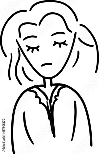 cartoon character outline face, line design, expression young women