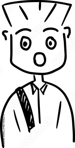 cartoon character outline face, line design, expression young man, surprised