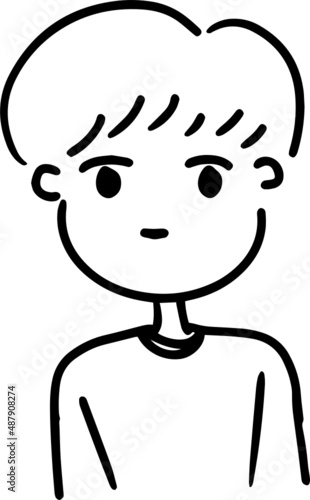 cartoon character outline face, line design, expression young man, boy