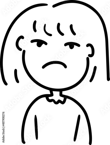 cartoon character outline face, line design, expression girl