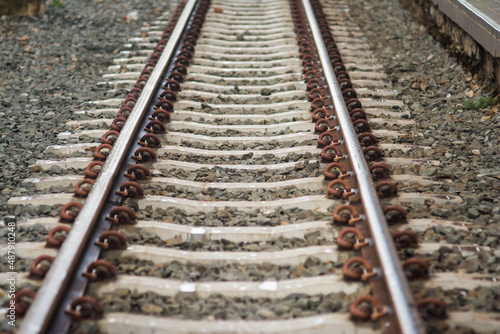 Close up of railroad tracks