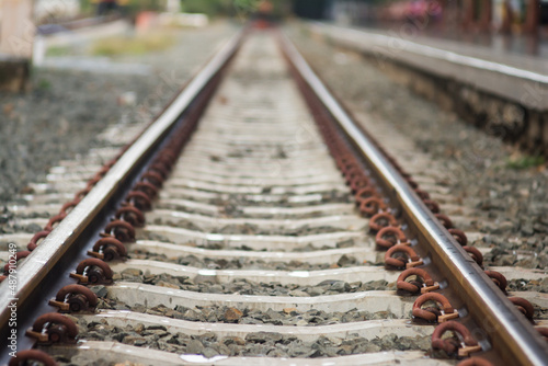 Close up of railroad tracks