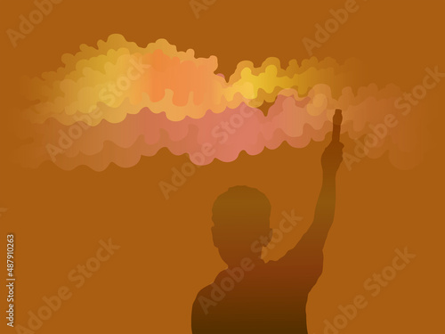 Smoke Bomb in Hand on illustration graphic vector