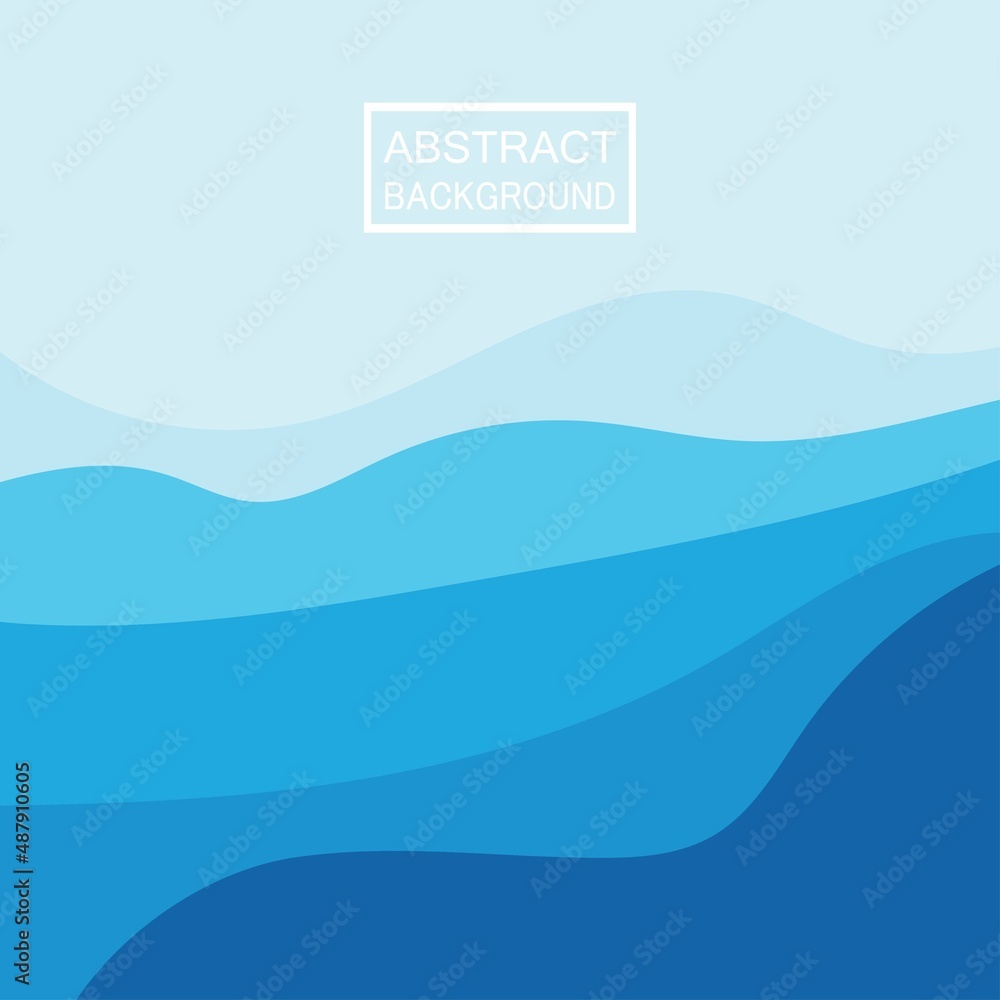 Fototapeta premium Blue wave vector abstract background flat design stock illustration