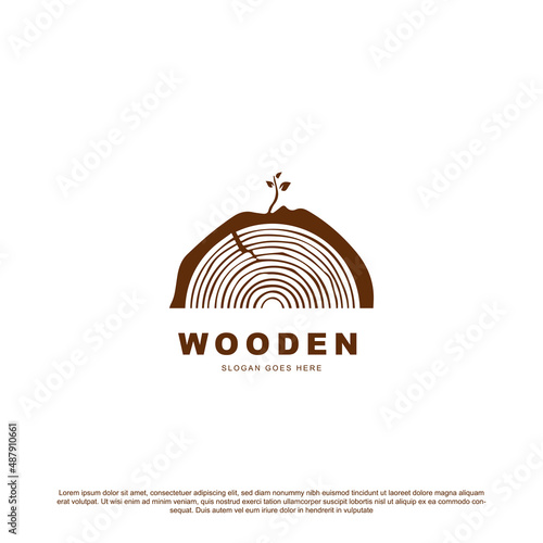 Simple nature wooden logo design vector