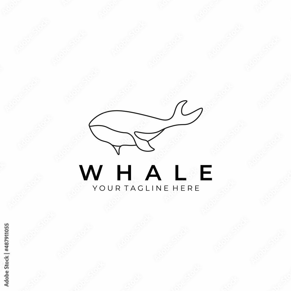 whale logo line art vector illustration design creative nature ...