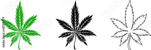 Cannabis leaf icon, vector illustration isolated on white background