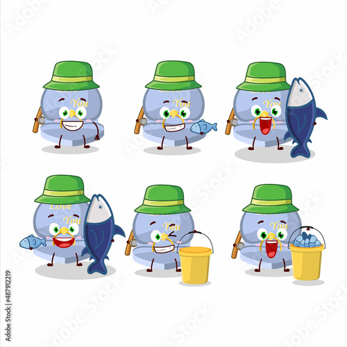 A fisherman blue love ring box cartoon picture catch a big fish