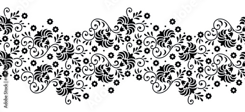 Seamless vector swirly abstract floral border design