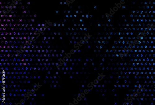 Dark blue, red vector pattern with ABC symbols.