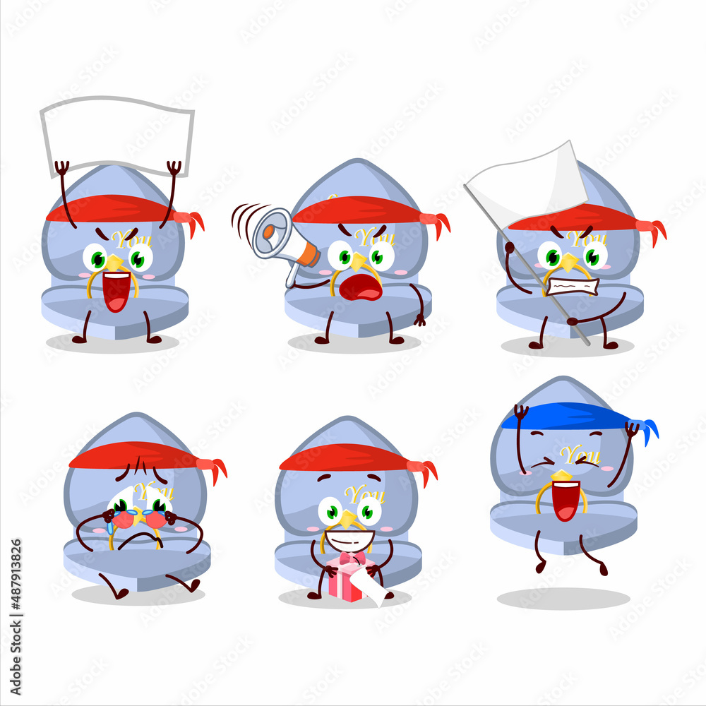 Mascot design style of blue love ring box character as an attractive supporter