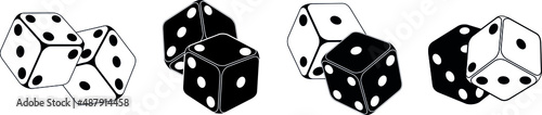 Game dice isometric icons set isolated vector illustration
