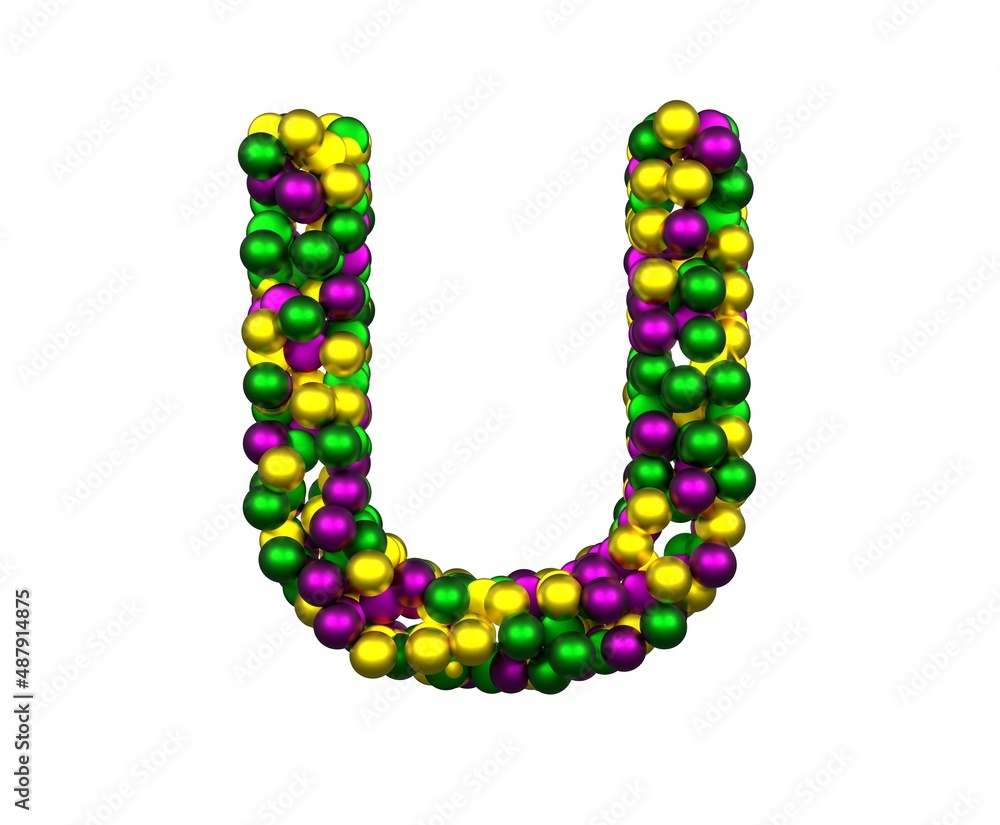 Mardi Gras Bead Themed Font Letter U Mardi Gras Bead Themed Font Letter U