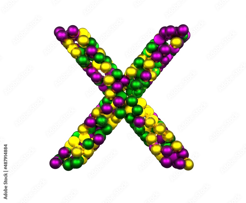 Mardi Gras Bead Themed Font Letter X Mardi Gras Bead Themed Font Letter X