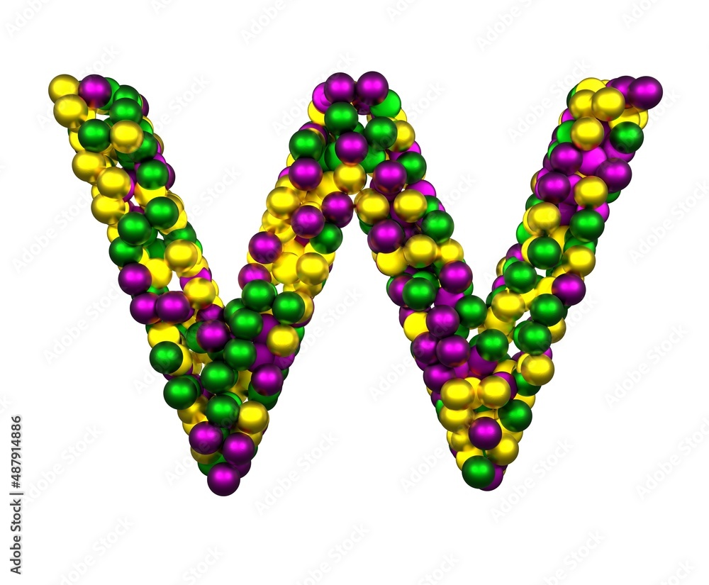 Mardi Gras Bead Themed Font Letter W Mardi Gras Bead Themed Font Letter W